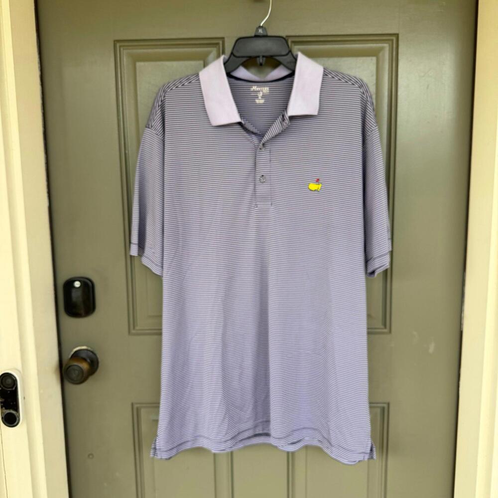 Masters Tech Purple Striped Performance Polo Mens… - image 1